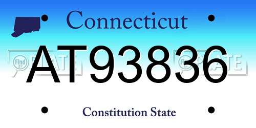AT93836 Connecticut License Plate