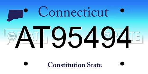 AT95494 Connecticut License Plate