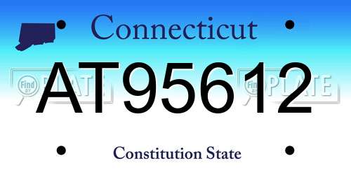 AT95612 Connecticut License Plate