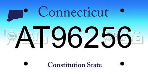 AT96256 Connecticut License Plate