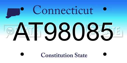 AT98085 Connecticut License Plate