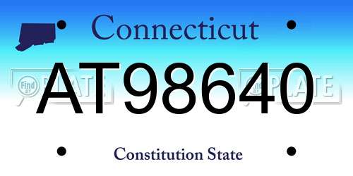 AT98640 Connecticut License Plate