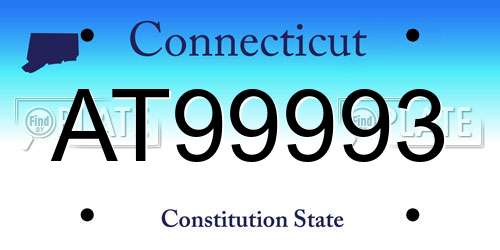 AT99993 Connecticut License Plate