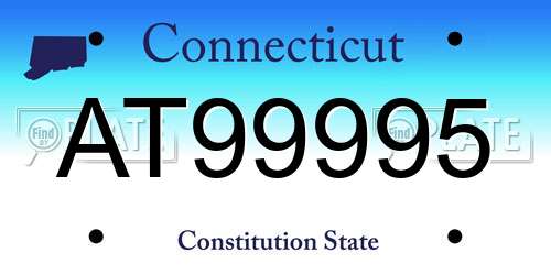 AT99995 Connecticut License Plate