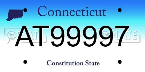 AT99997 Connecticut License Plate