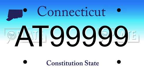 AT99999 Connecticut License Plate