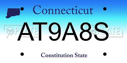 AT9A8S Connecticut License Plate