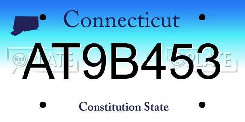 AT9B453 Connecticut License Plate