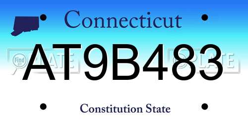 AT9B483 Connecticut License Plate