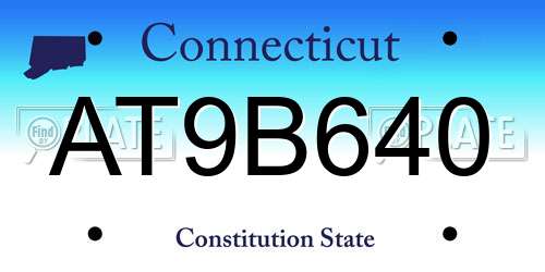AT9B640 Connecticut License Plate