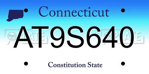 AT9S640 Connecticut License Plate