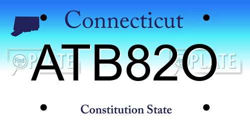 ATB82O Connecticut License Plate