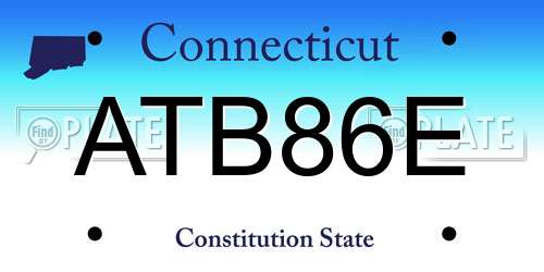 ATB86E Connecticut License Plate
