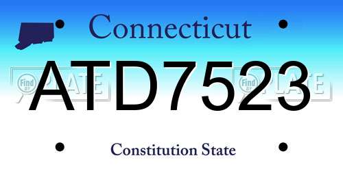 ATD7523 Connecticut License Plate