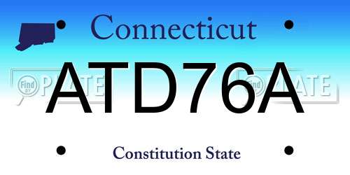 ATD76A Connecticut License Plate