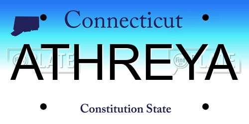 ATHREYA Connecticut License Plate