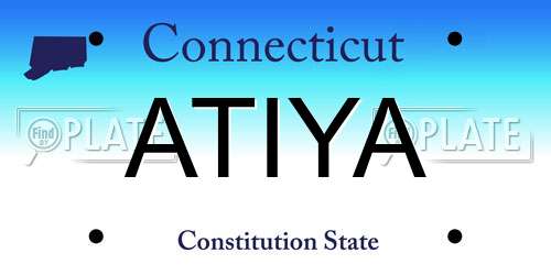 ATIYA Connecticut License Plate
