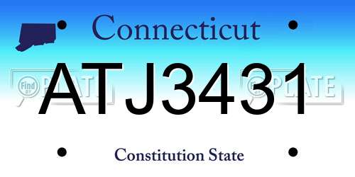 ATJ3431 Connecticut License Plate