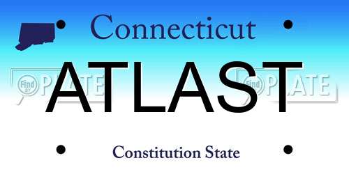 ATLAST Connecticut License Plate