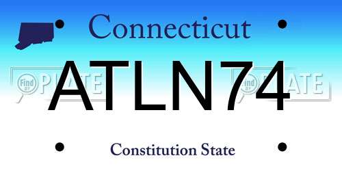 ATLN74 Connecticut License Plate