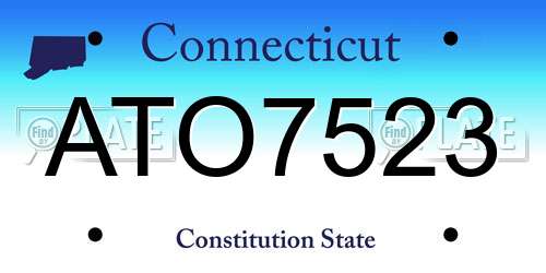 ATO7523 Connecticut License Plate