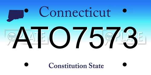 ATO7573 Connecticut License Plate