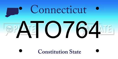 ATO764 Connecticut License Plate