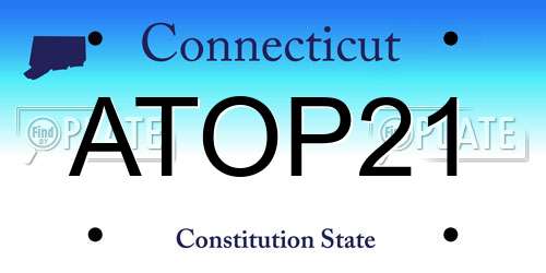 ATOP21 Connecticut License Plate