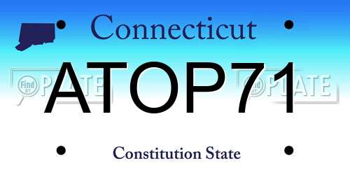 ATOP71 Connecticut License Plate