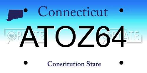 ATOZ64 Connecticut License Plate