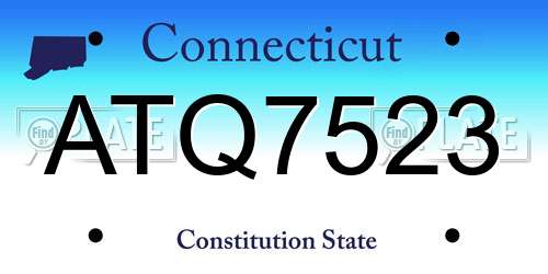 ATQ7523 Connecticut License Plate