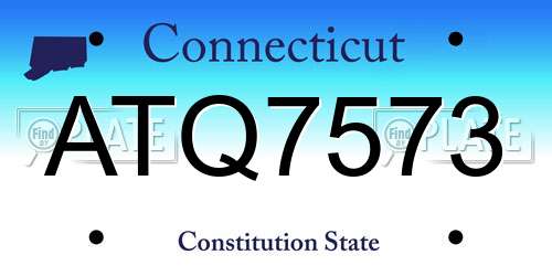 ATQ7573 Connecticut License Plate