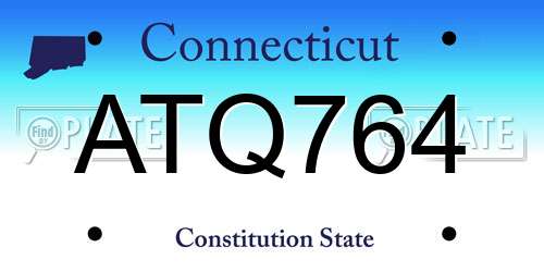 ATQ764 Connecticut License Plate