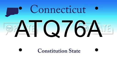 ATQ76A Connecticut License Plate