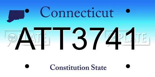 ATT3741 Connecticut License Plate