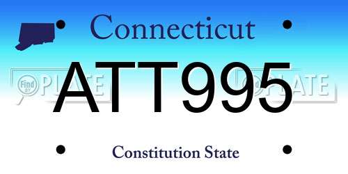 ATT995 Connecticut License Plate