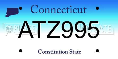 ATZ995 Connecticut License Plate