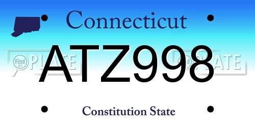 ATZ998 Connecticut License Plate