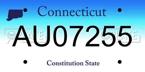 AU07255 Connecticut License Plate