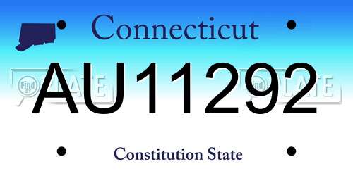 AU11292 Connecticut License Plate