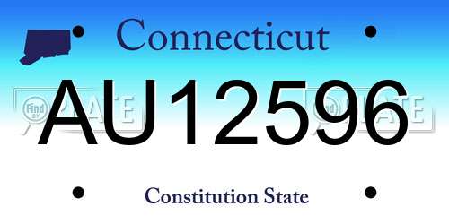 AU12596 Connecticut License Plate