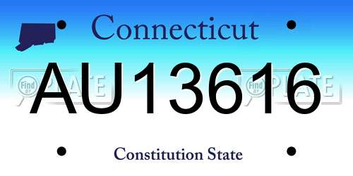AU13616 Connecticut License Plate