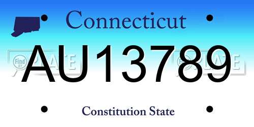 AU13789 Connecticut License Plate