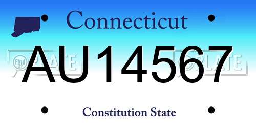 AU14567 Connecticut License Plate