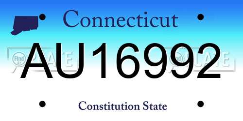 AU16992 Connecticut License Plate