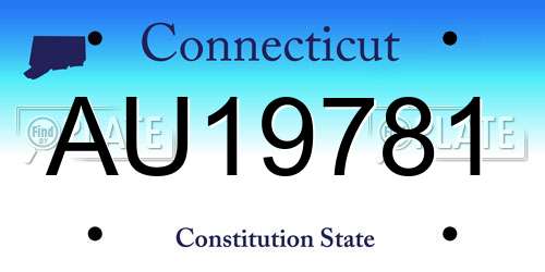 AU19781 Connecticut License Plate