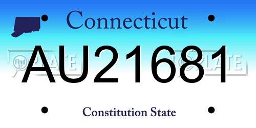 AU21681 Connecticut License Plate