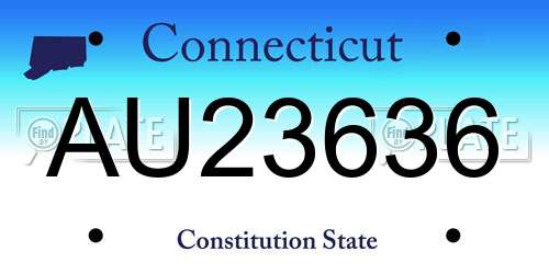 AU23636 Connecticut License Plate