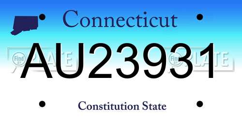 AU23931 Connecticut License Plate