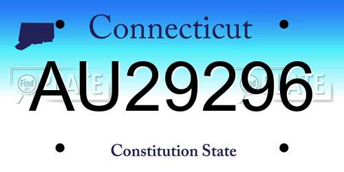 AU29296 Connecticut License Plate